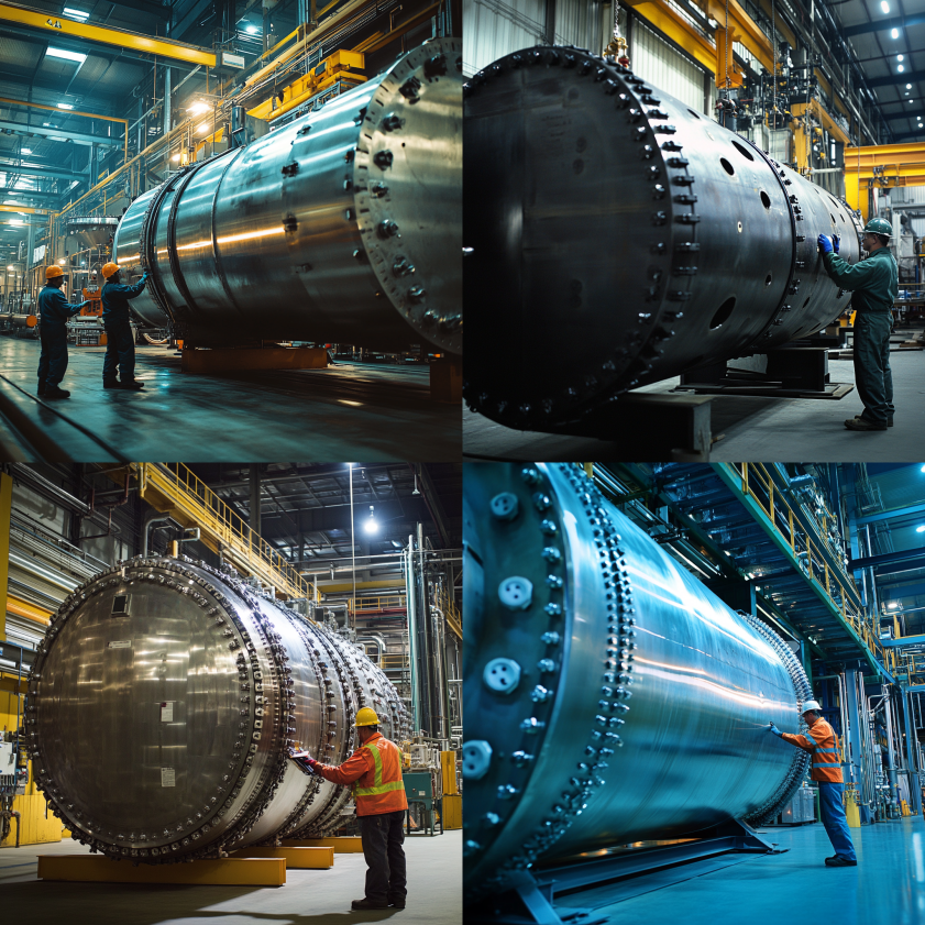 Certified pressure vessel undergoing safety inspection in an industrial facility