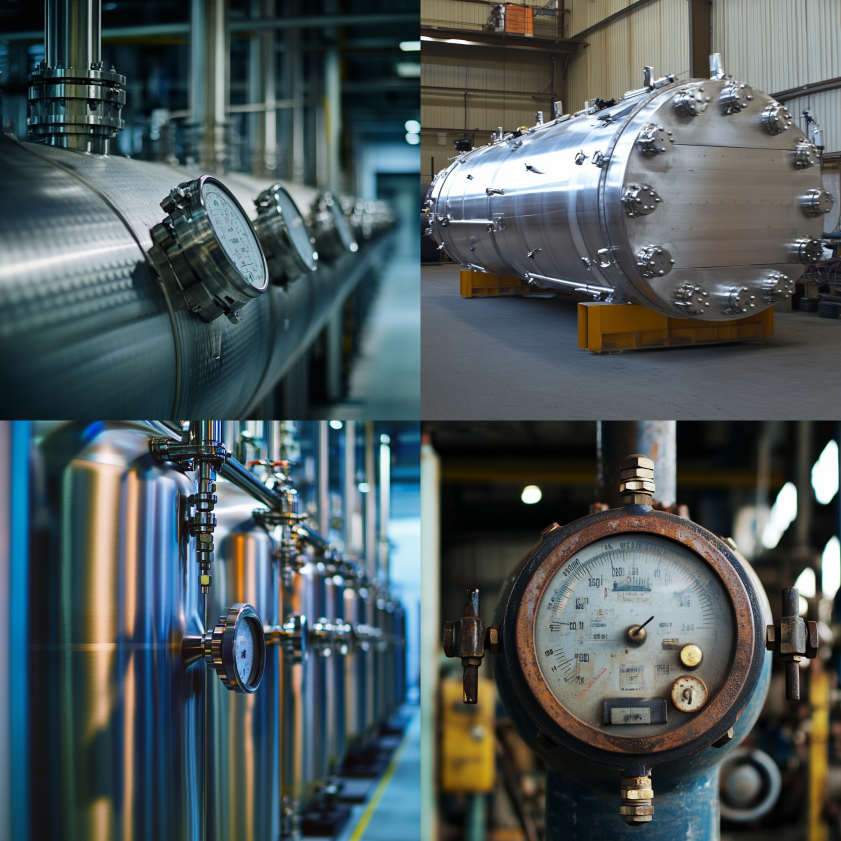 Chart showing when ASME certification is required for pressure vessels: pressure above 15 psi, large volume, hazardous contents, and state or insurance rules.