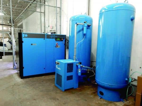 large blue tanks