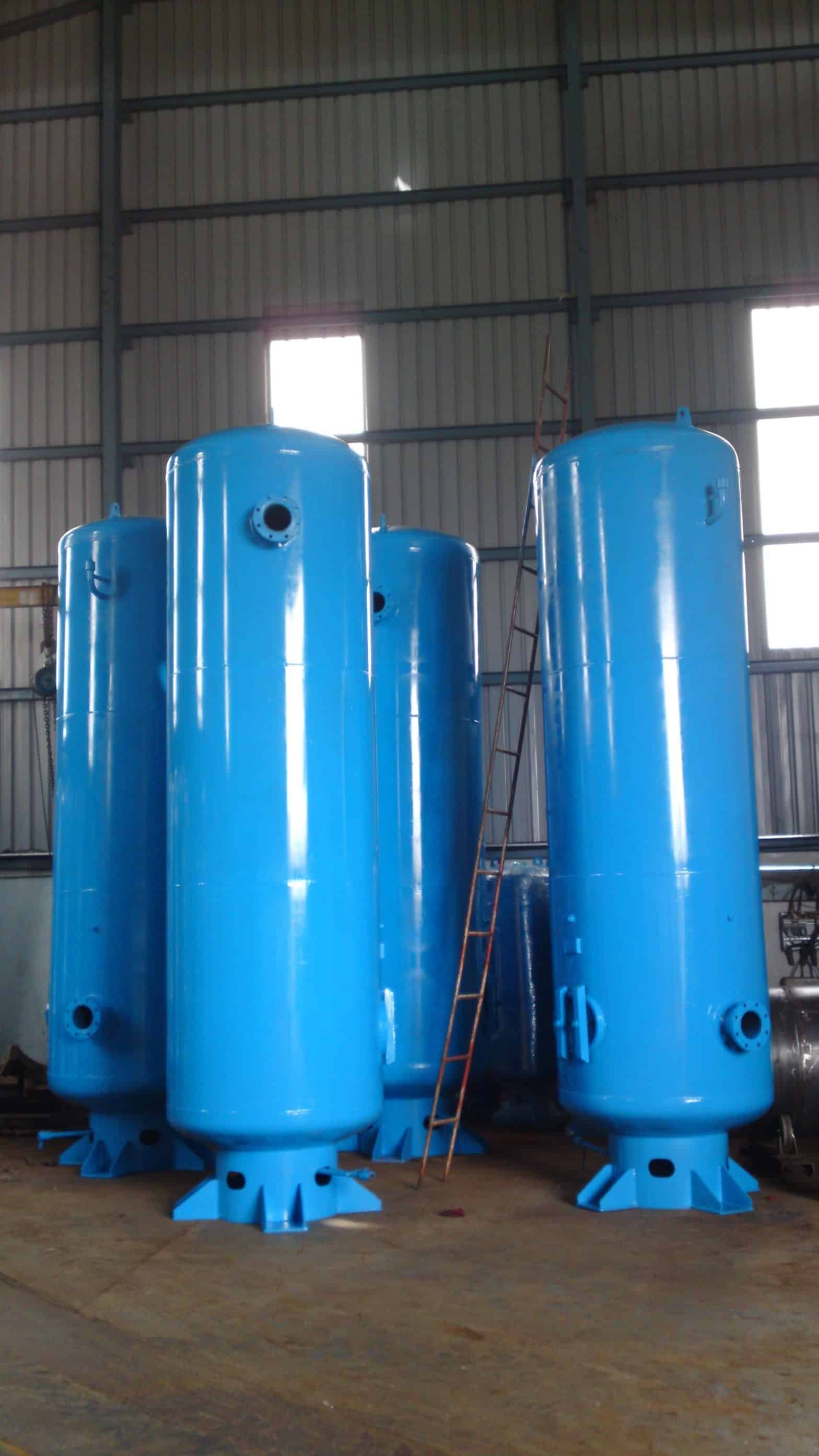 large blue tanks