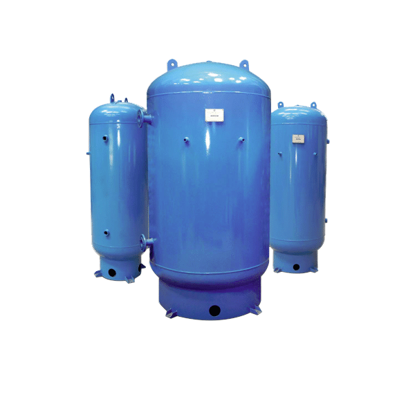 group of blue air pressure tank