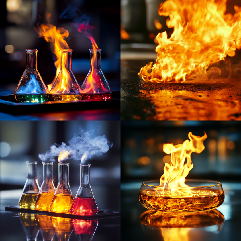 Chart comparing flash points of ethylene glycol and propylene glycol, highlighting their flammability ratings and safe handling temperatures.