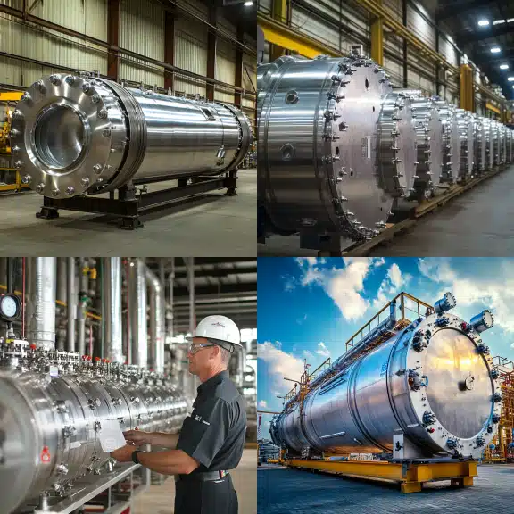 Photos of pressure vessels and inspection of dehydrator pressure vessels