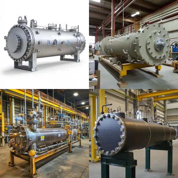 Photographs of pressure vessels and pipes