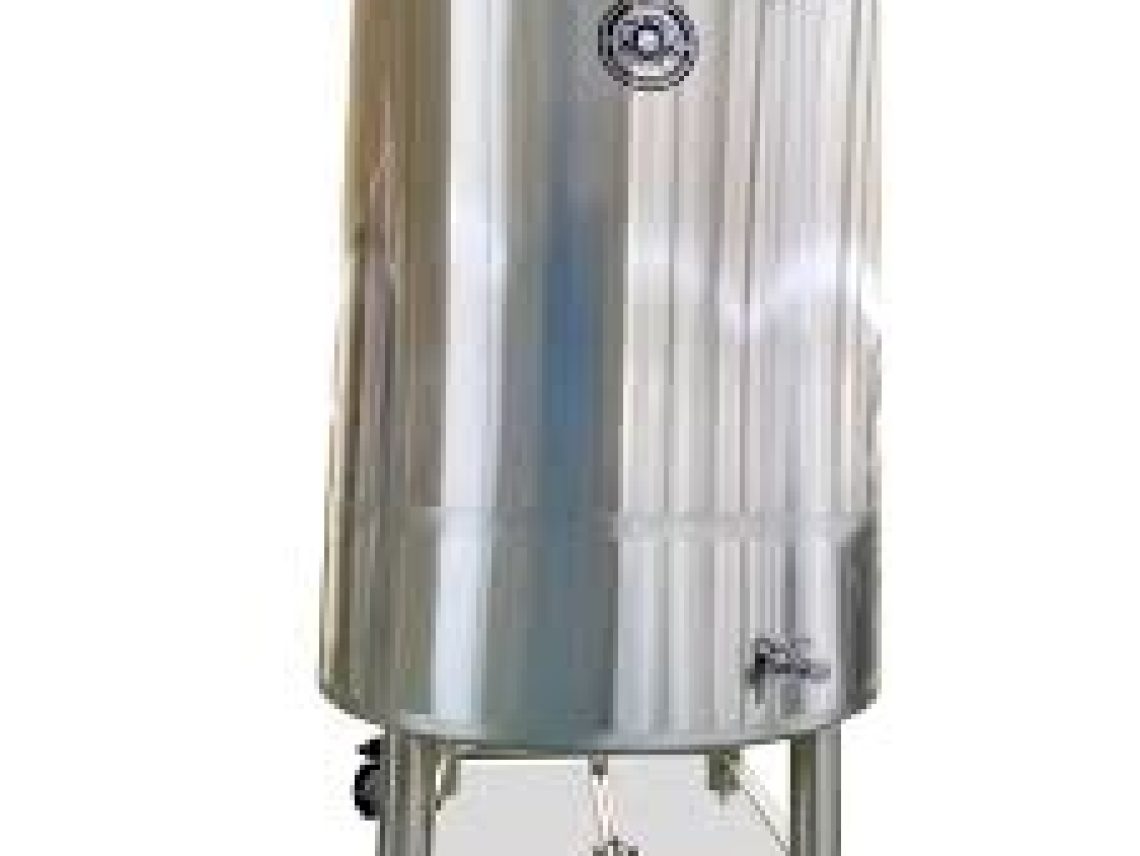 A larage stainless steel tank on a white background