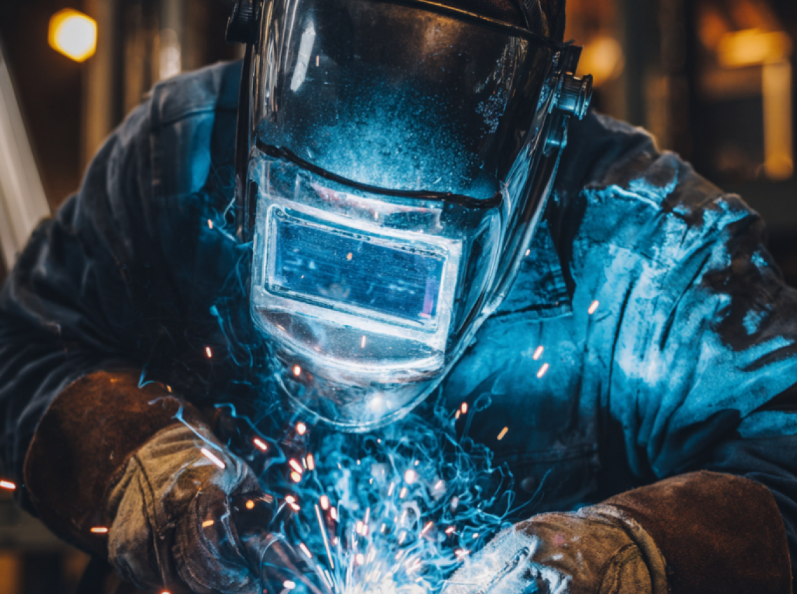 Welder practicing how to pass 4g welding position test overhead technique