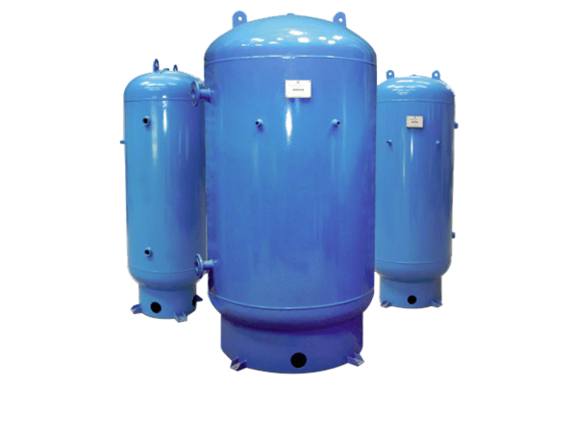group of blue air pressure tank